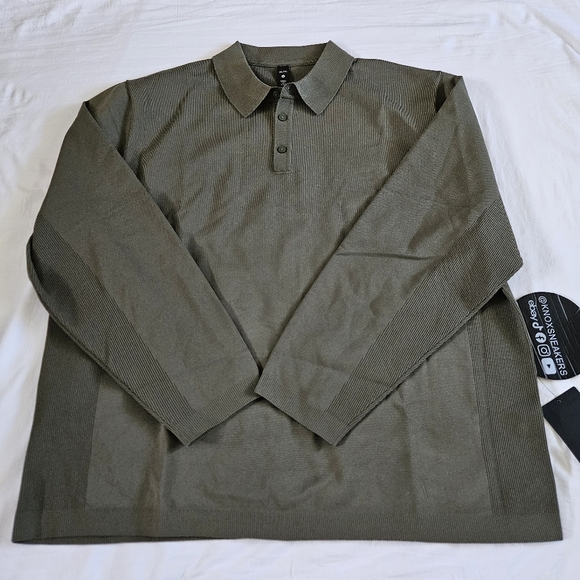 Lululemon Lightweight Knit Long Sleeve Polo MEOL Medium Olive Men's Size XXLarge - Picture 1 of 7